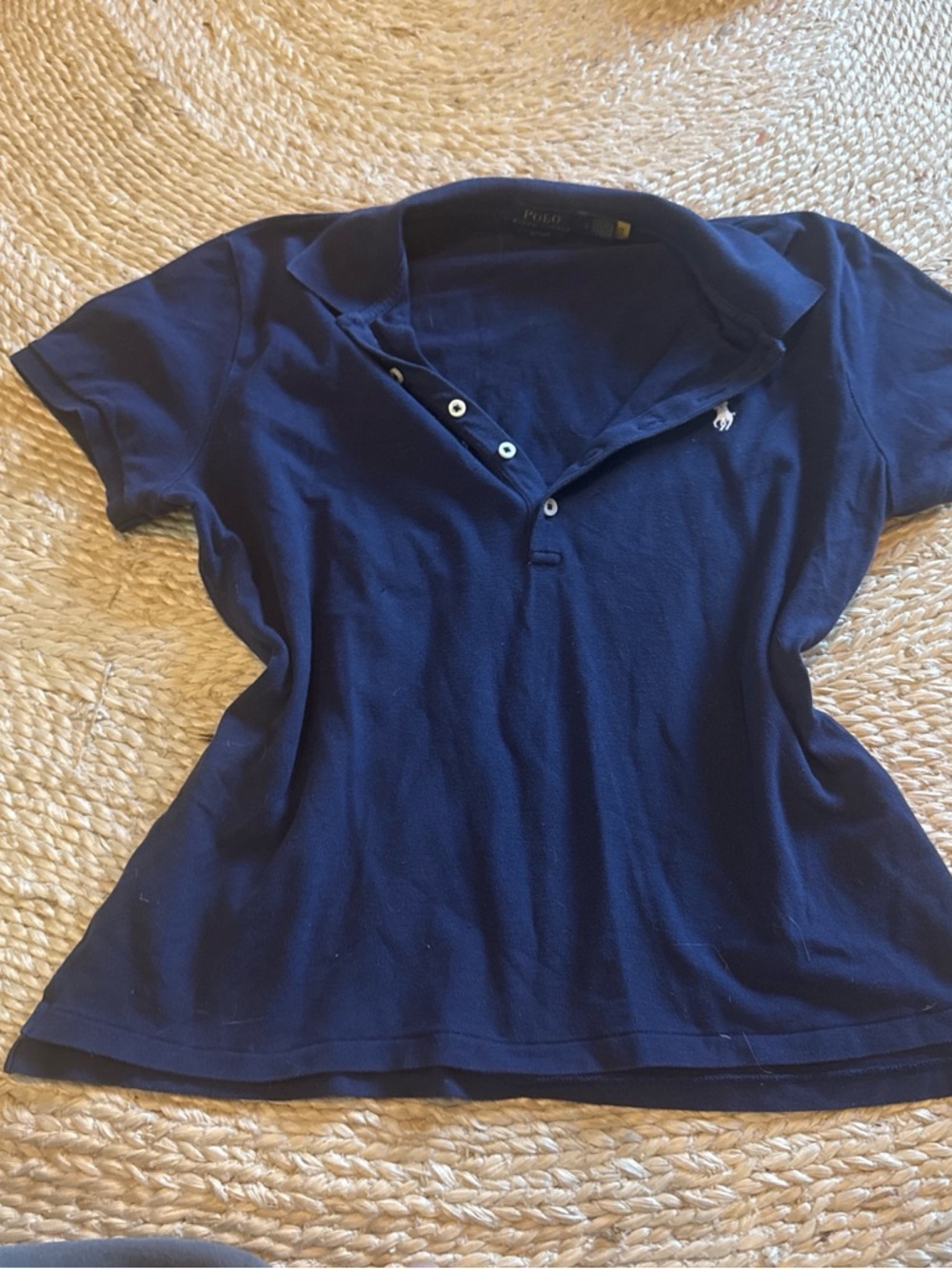 Ralph Lauren Navy Slim Fit Polo Shirt with Gold Logo